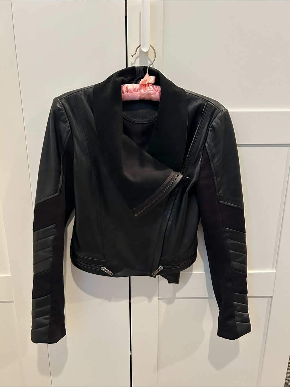 Zara Black Asymmetrical Leather Moto Jacket